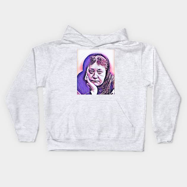 Helena Blavatsky Pink Portrait | Helena Blavatsky Artwork 7 Kids Hoodie by JustLit